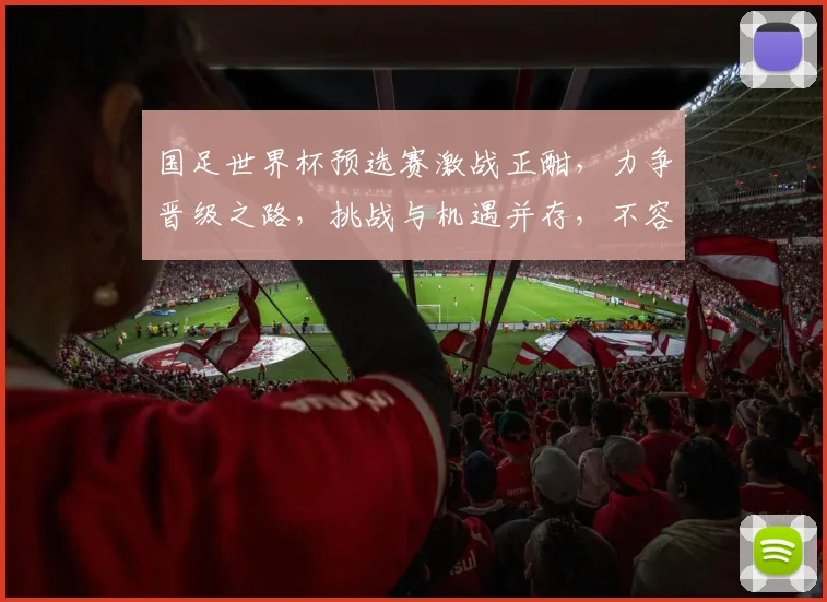 国足世界杯预选赛激战正酣，力争晋级之路，挑战与机遇并存，不容错过